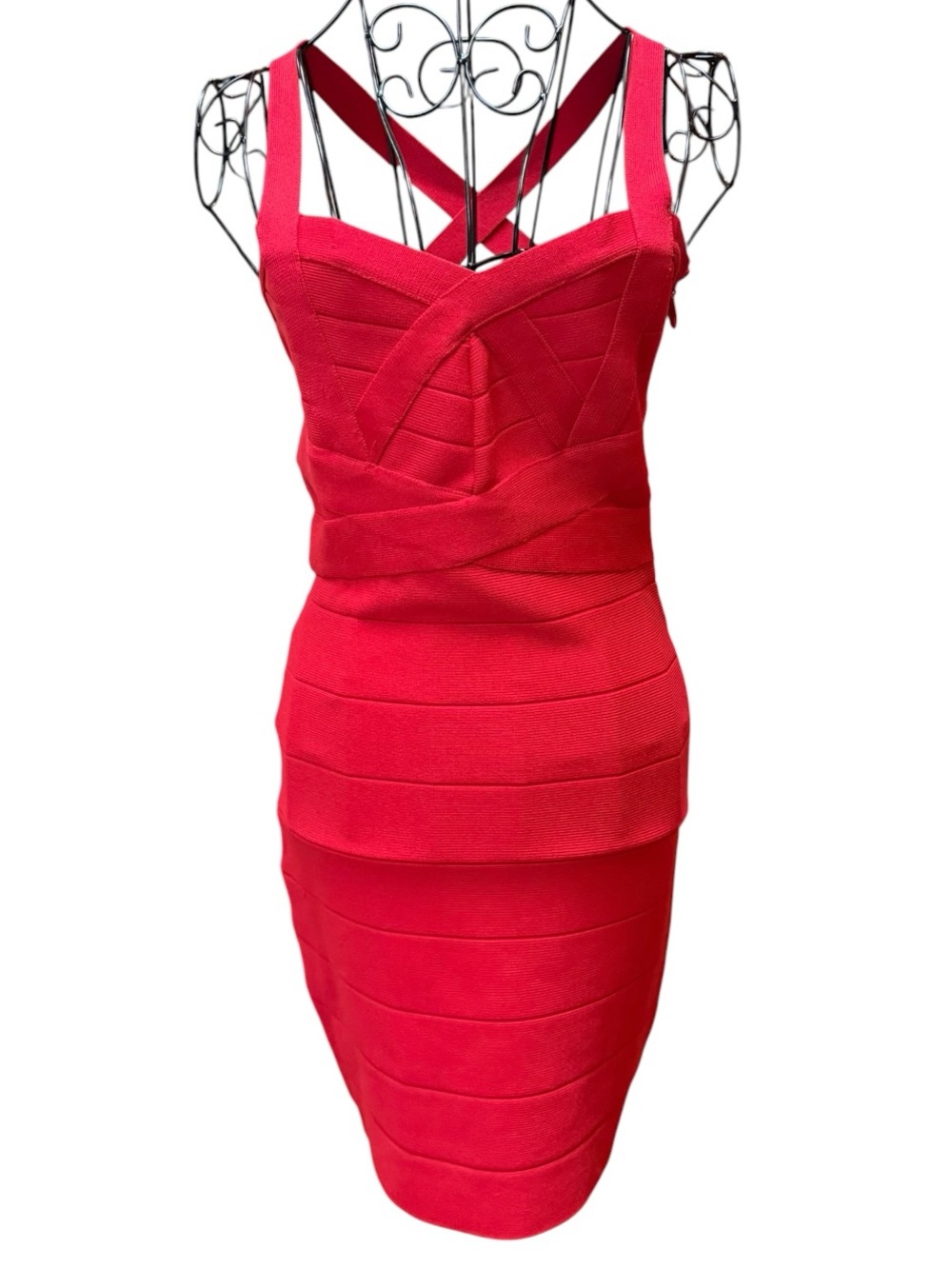 Hot Miami Styles Red Strappy Bandage Sexy Bodycon Dress Medium